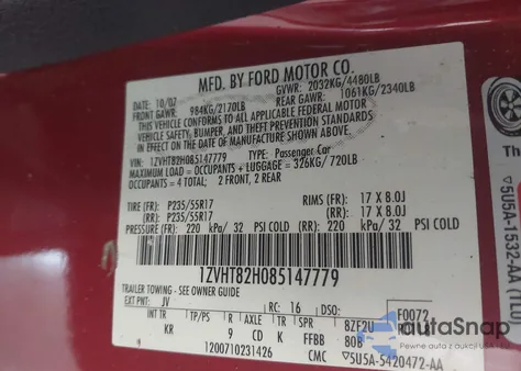 2008 Ford Mustang Gt Premium from USA, damaged, VIN 1ZVHT82H085147779